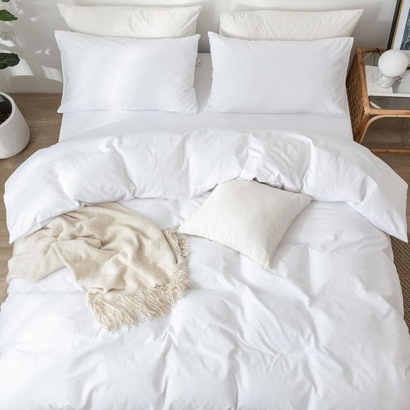 MooMee 3Pc 100% Washed Cotton Linen Bedding Duvet Cover Set Size Full NEW - Picture 4 of 6